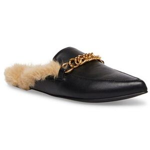 Steve Madden Fur-Lined Mules with Chain Accent